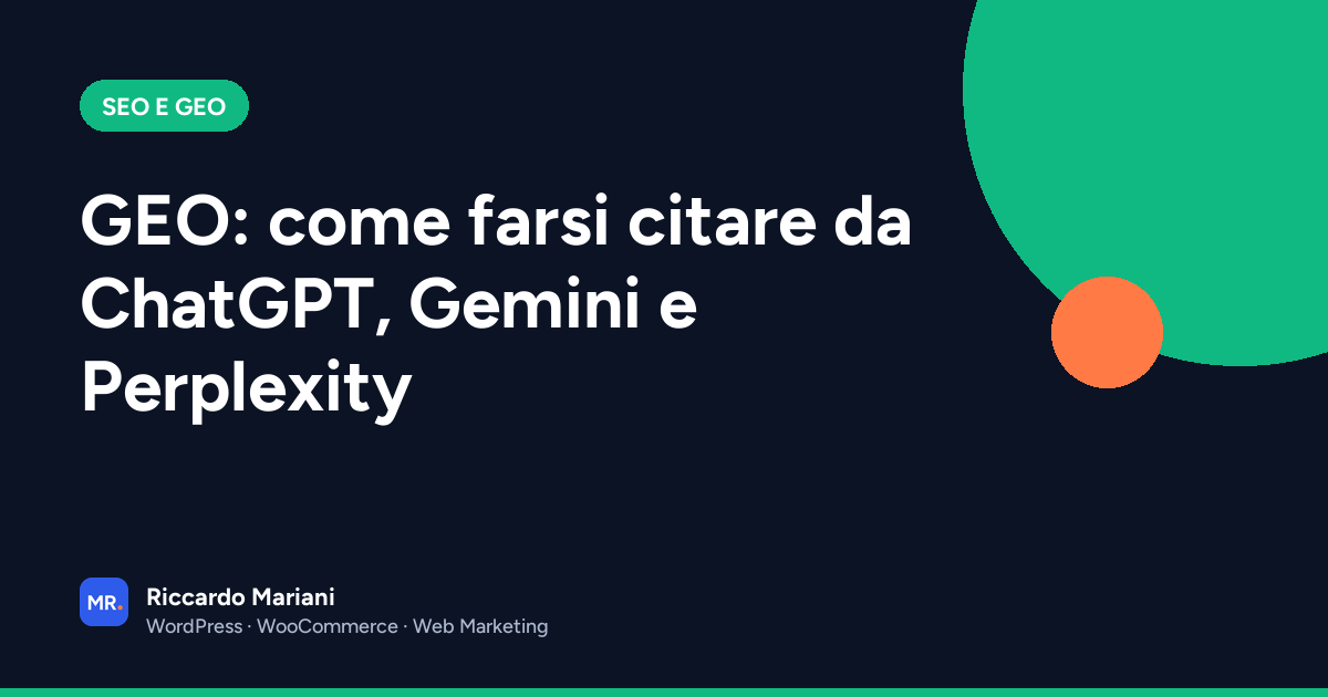 GEO: come farsi citare da ChatGPT, Gemini e Perplexity
